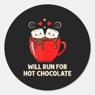 Running Motivation Kawaii Hot Chocolate Lover  Classic Round Sticker