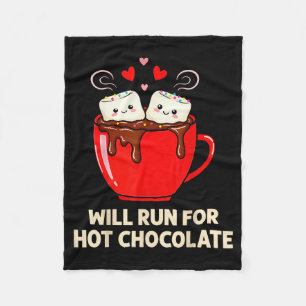 Running Motivation Kawaii Hot Chocolate Lover  Fleece Blanket