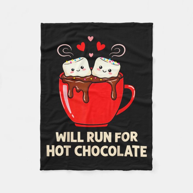 Running Motivation Kawaii Hot Chocolate Lover  Fleece Blanket (Front)