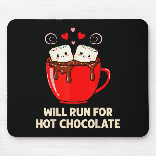 Running Motivation Kawaii Hot Chocolate Lover  Mouse Mat (Front)