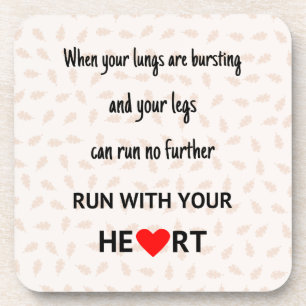 Running motivational sports quote brown coaster