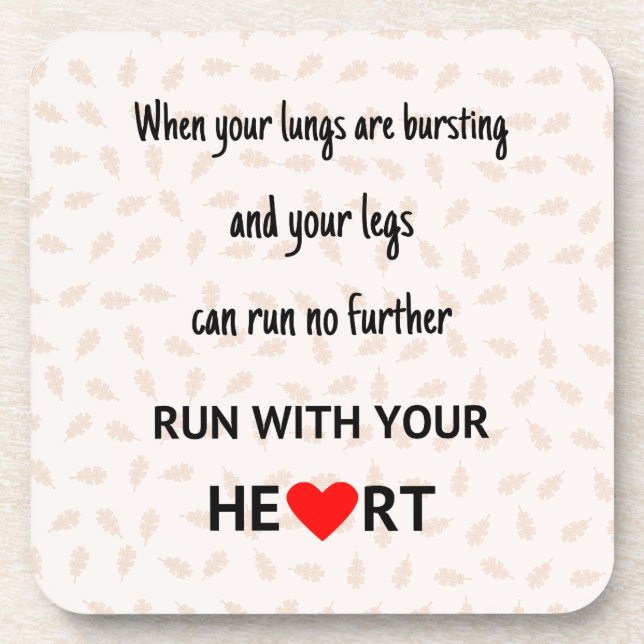 Running motivational sports quote brown coaster (Front)