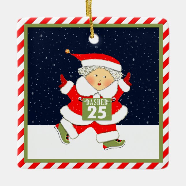 Running Mrs. Runner Ceramic Ornament (Front)