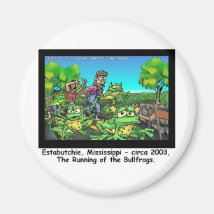 Running Of The Bull Frogs Funny Gifts/Collectibles Magnet