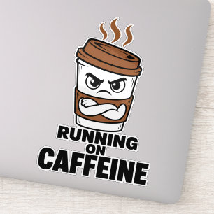 Running On Caffeine Funny Coffee Sticker