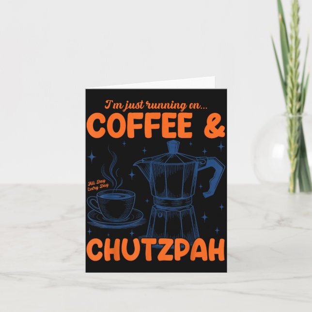Running On Coffee &amp; Chutzpah Retro Funny Jewis Card (Front)