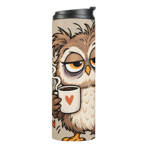 Running on Coffee and Spite Funny Owl Thermal Tumbler