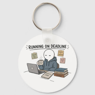 Running On Deadline Funny Work Meme Key Ring