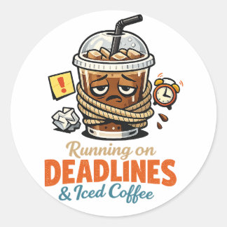 Running on Deadlines & Iced Coffee Sticker