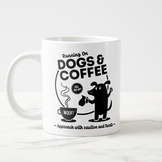 Running on Dogs and Coffee Large Coffee Mug (Left)