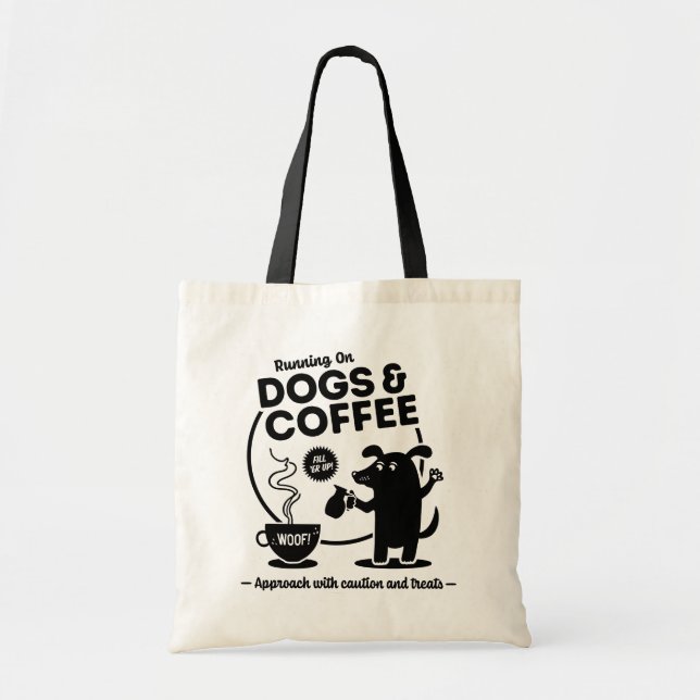 Running on Dogs and Coffee Tote Bag (Front)