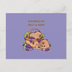 Running on Fruit & Naps – Cute Capybara Family Postcard