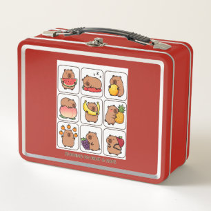 Running on Fruit & Naps – Cute Capybara Fruit Coll Metal Lunch Box
