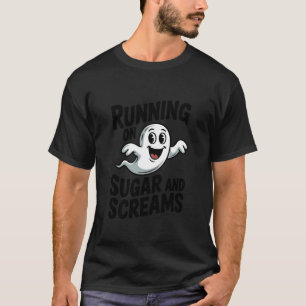 Running on Sugar and Screams Cute Ghost Halloween T-Shirt