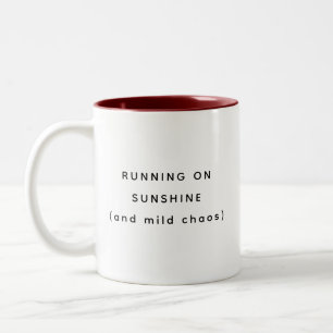 Running On Sunshine Happy Humor Two-Tone Mug