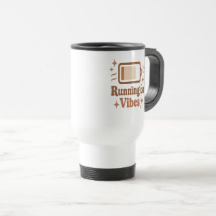 Running on Vibes Retro Battery Design Travel Mug