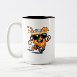Running Orange Juice Two-Tone Coffee Mug