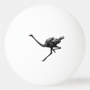 Running Ostrich Ink Sketch, Cool Athlete Bird Art Ping Pong Ball