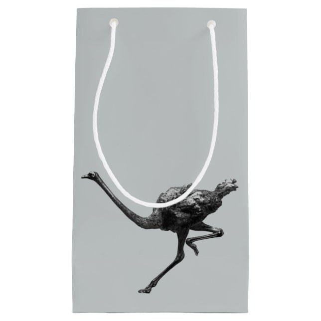 Running Ostrich Ink Sketch, Cool Athlete Bird Art Small Gift Bag (Front)
