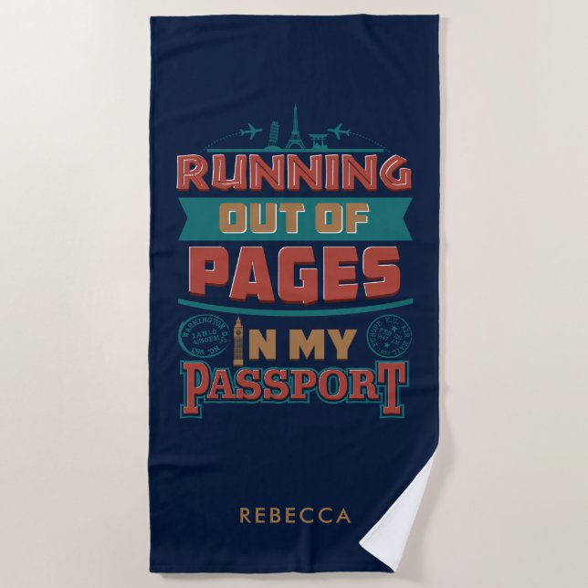 Running Out of Pages Family Vacation Custom Name Beach Towel (Front)
