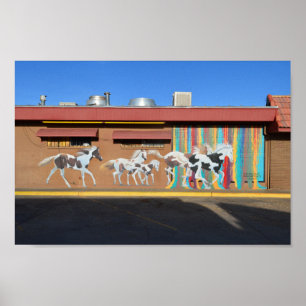 Running Paint Horses Mural, Tucumcari, New Mexico Poster