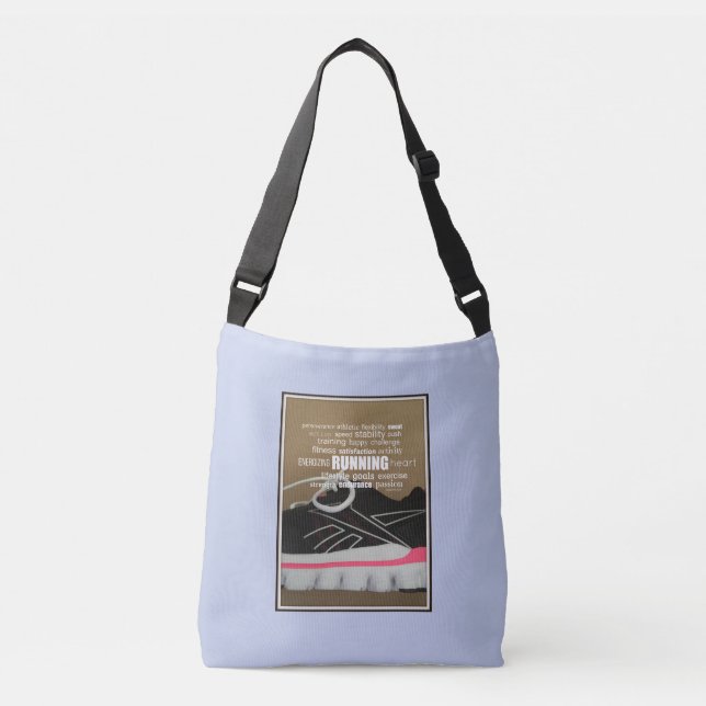 Running Passion Word Collage Crossbody Bag (Front)