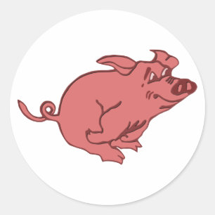 running pig classic round sticker