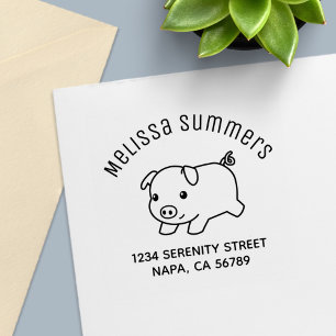 Running Piglet Pig Arch Address Self-inking Stamp