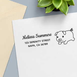 Running Piglet Pig Return Address Self-inking Stamp
