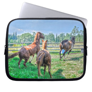 Running Pinto Paint Gelding & Chestnut Stallions Laptop Sleeve