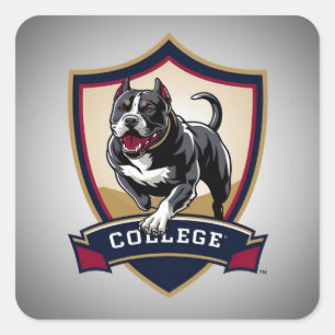Running PitBull College Logo Square Sticker