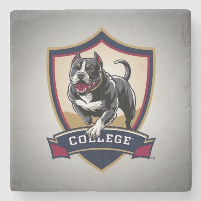 Running PitBull College Logo Stone Coaster (Front)