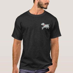Running Pitbull Dog Cartoon with Bone - T-shirt