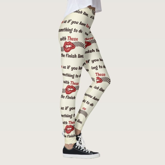 Running Playful Motivational Typography Pattern Leggings (Right)