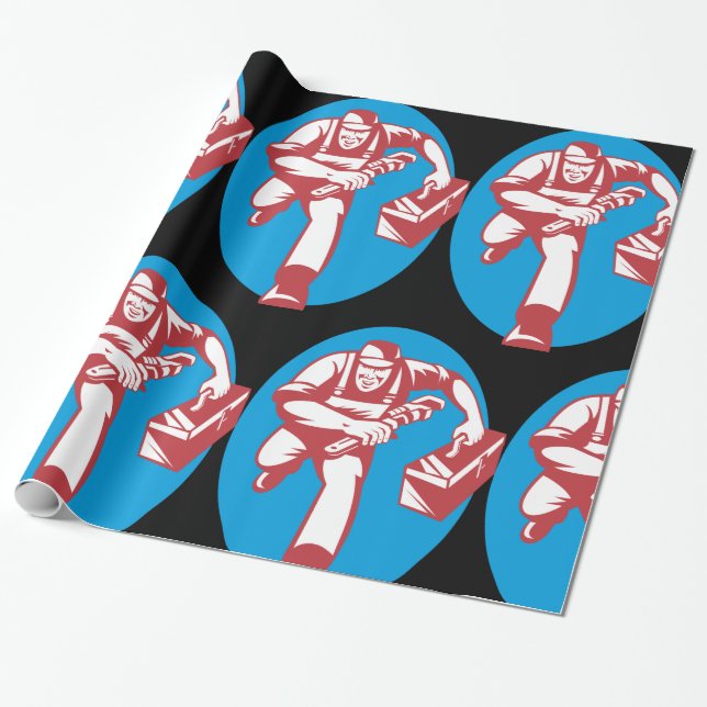 Running Plumber Wrapping Paper (Unrolled)
