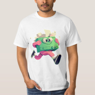Running Printer with Flying Papers – Tech Humor T-Shirt