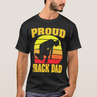 Running - Proud Track Dad Vintage Retro Sunset Son T-Shirt