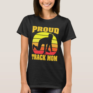 Running - Proud Track Mum Vintage Retro Sunset Dau T-Shirt