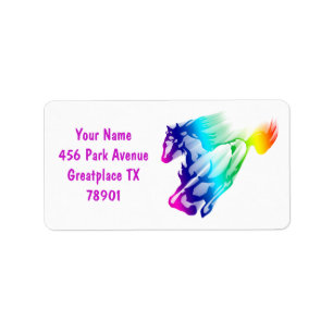 Running Rainbow Horse With Motion Trail Label