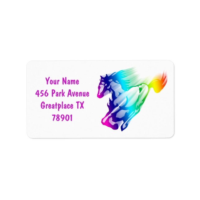 Running Rainbow Horse With Motion Trail Label (Front)