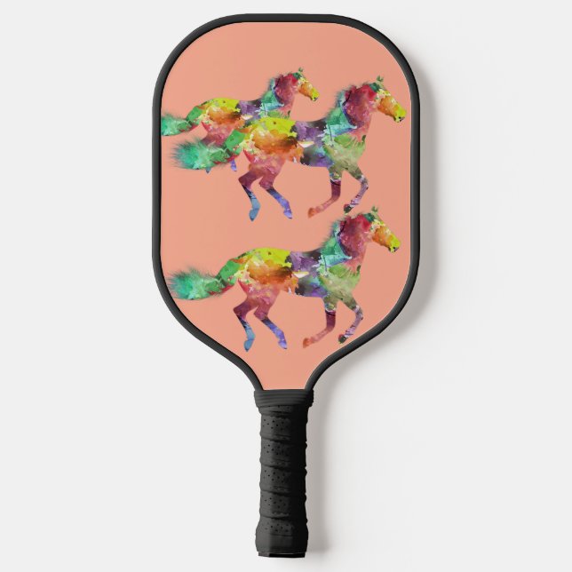 Running Rainbow Horses Pickle Ball Paddle (Back)