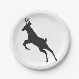 Running Reindeer Silhouette Paper Plate