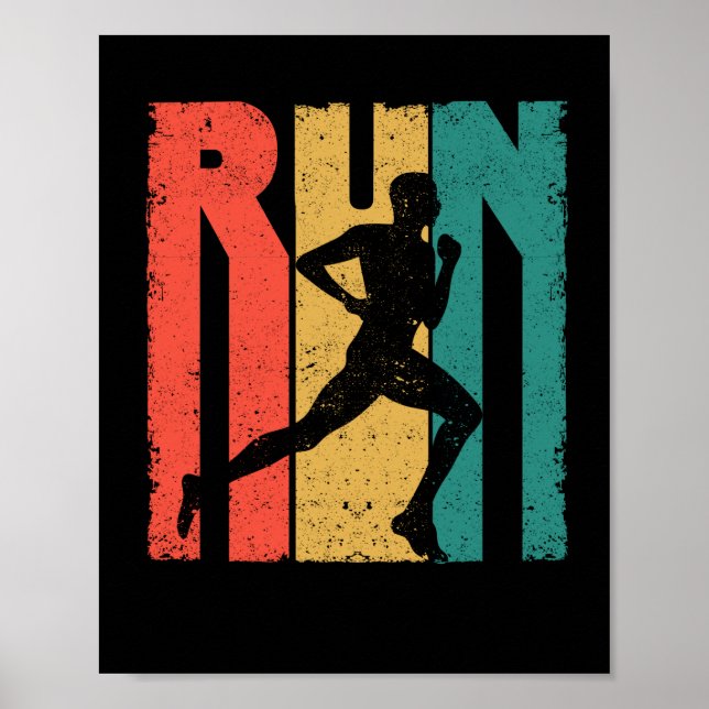 Running Retro Vintage Running Funny Jogging Runner Poster (Front)