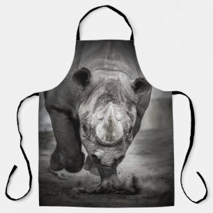 Running Rhinoceros: Wild Animal Portrait. Apron