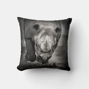 Running Rhinoceros: Wild Animal Portrait. Cushion