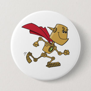 Running Robot Superhero Cartoon Character 7.5 Cm Round Badge