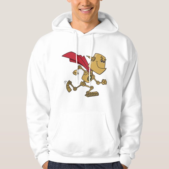 Running Robot Superhero Cartoon Character Hoodie (Front)