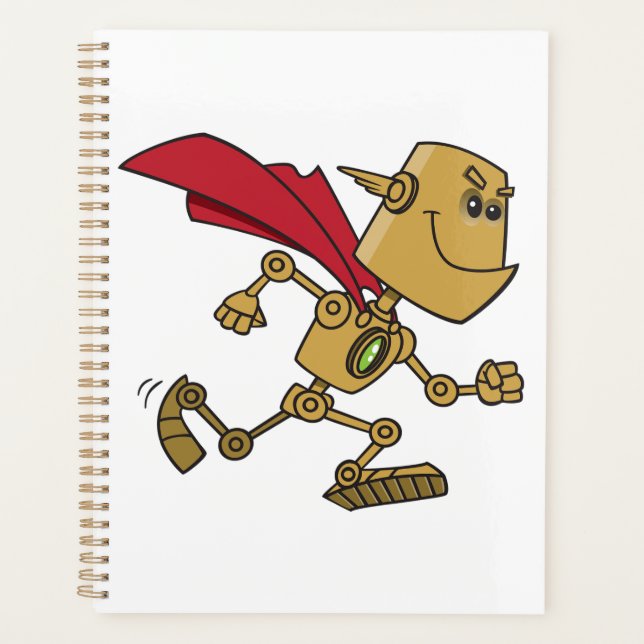 Running Robot Superhero Cartoon Character Planner (Front)