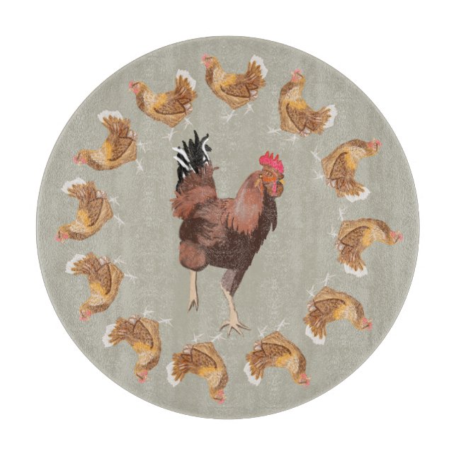 Running Rooster and Strutting Hens  Cutting Board (Front)