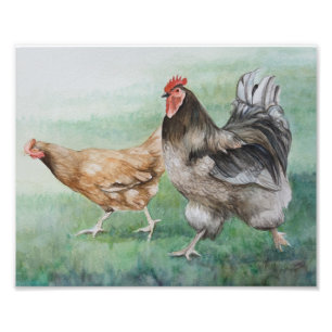 Running Rooster & Hen Photo Print